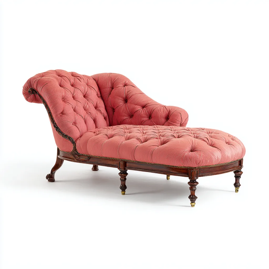 Chaise longue in tessuto e legno 185x85x88 cm - rosa - marrone - stile classico - adatta per soggiorno-Comfyoliq