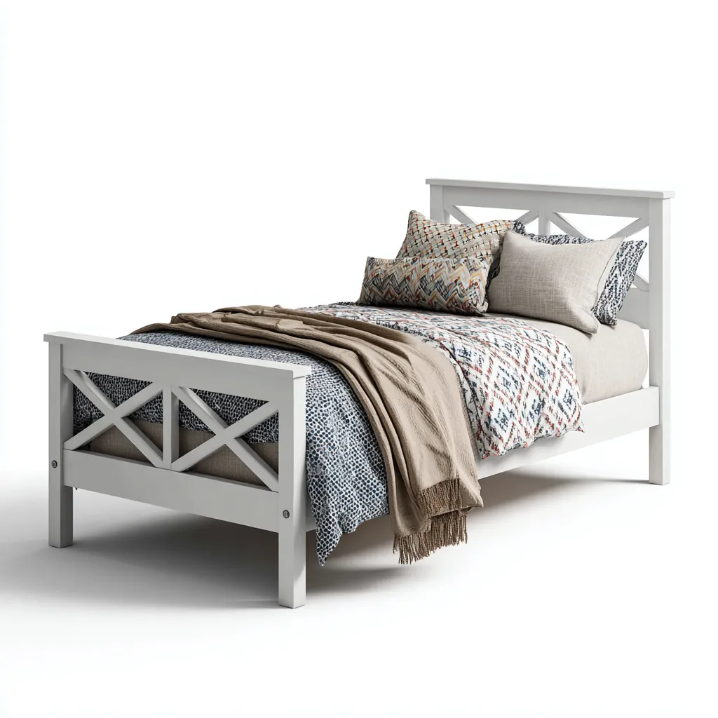 Letto singolo - legno 200x100x95 cm - bianco - adatto per camera da letto - design moderno-Comfyoliq