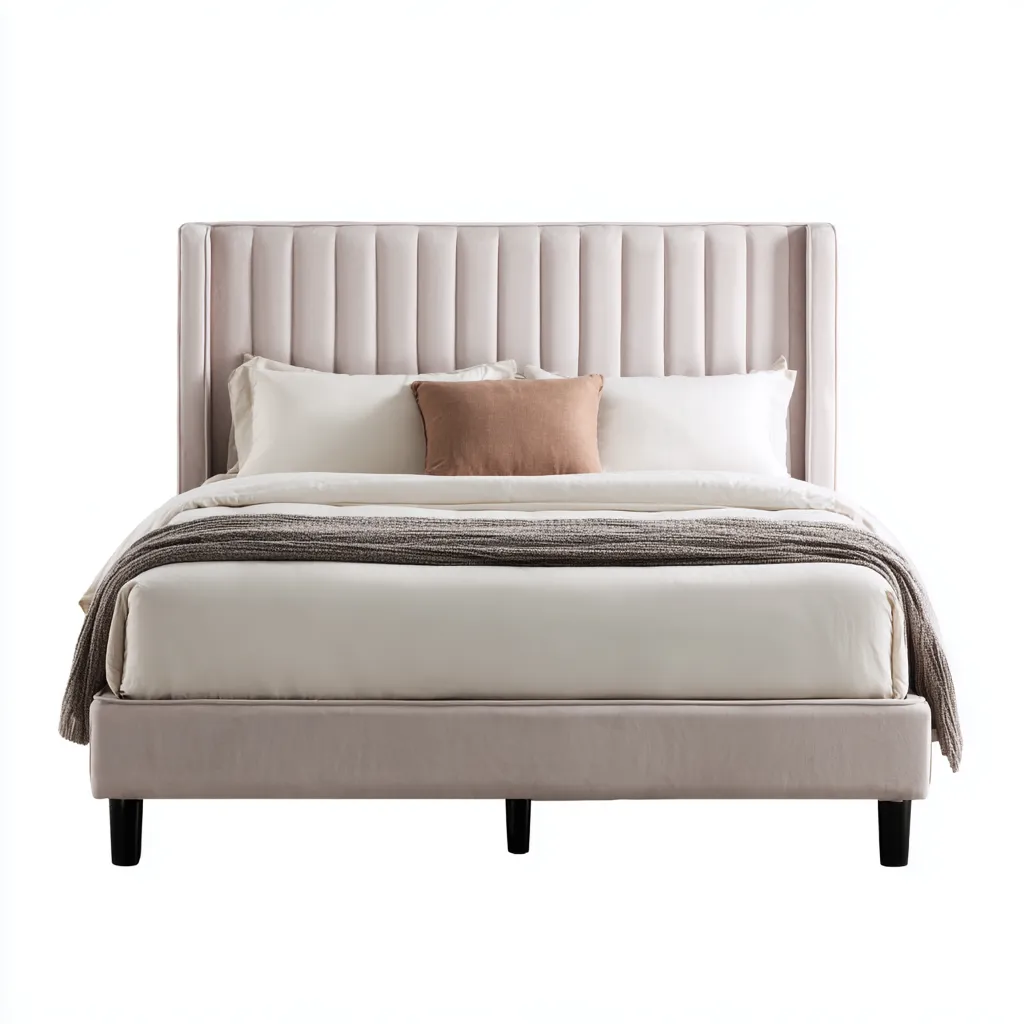 Letto matrimoniale - velluto e legno 200x180x110 cm - beige chiaro - nero - adatto per camera da letto - design moderno-Comfyoliq