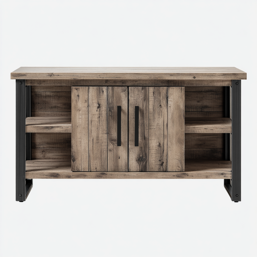 Organizzazione bagno - legno 100x35x70 cm - marrone-nero - adatto per bagno - design industriale-Comfyoliq