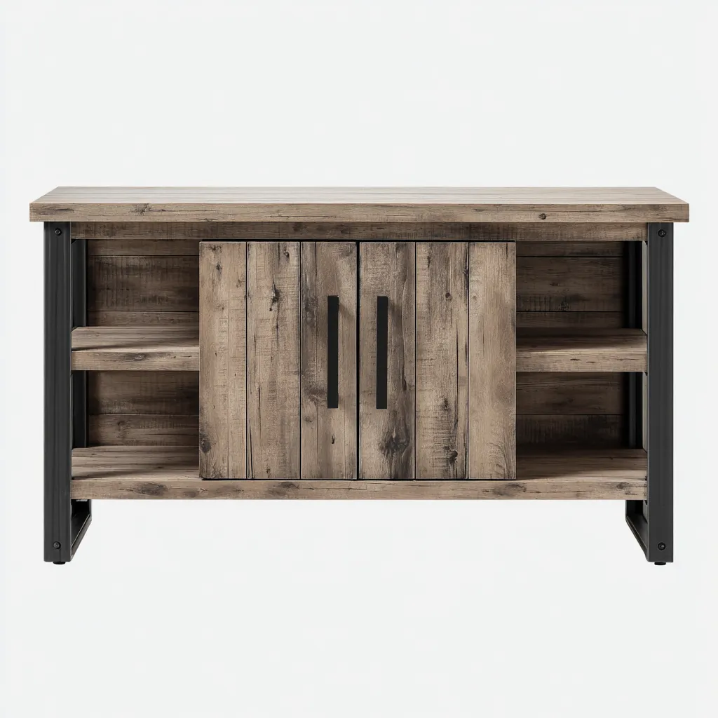 Organizzazione bagno - legno 100x35x70 cm - marrone-nero - adatto per bagno - design industriale-Comfyoliq