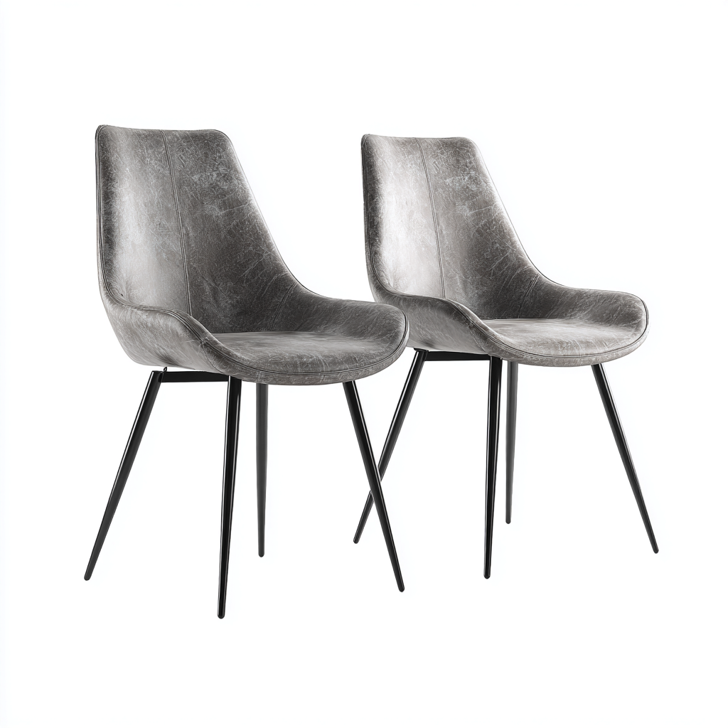 Sedia da pranzo pelle sintetica 48x55x82 cm - grigio - design moderno per sala da pranzo-Comfyoliq