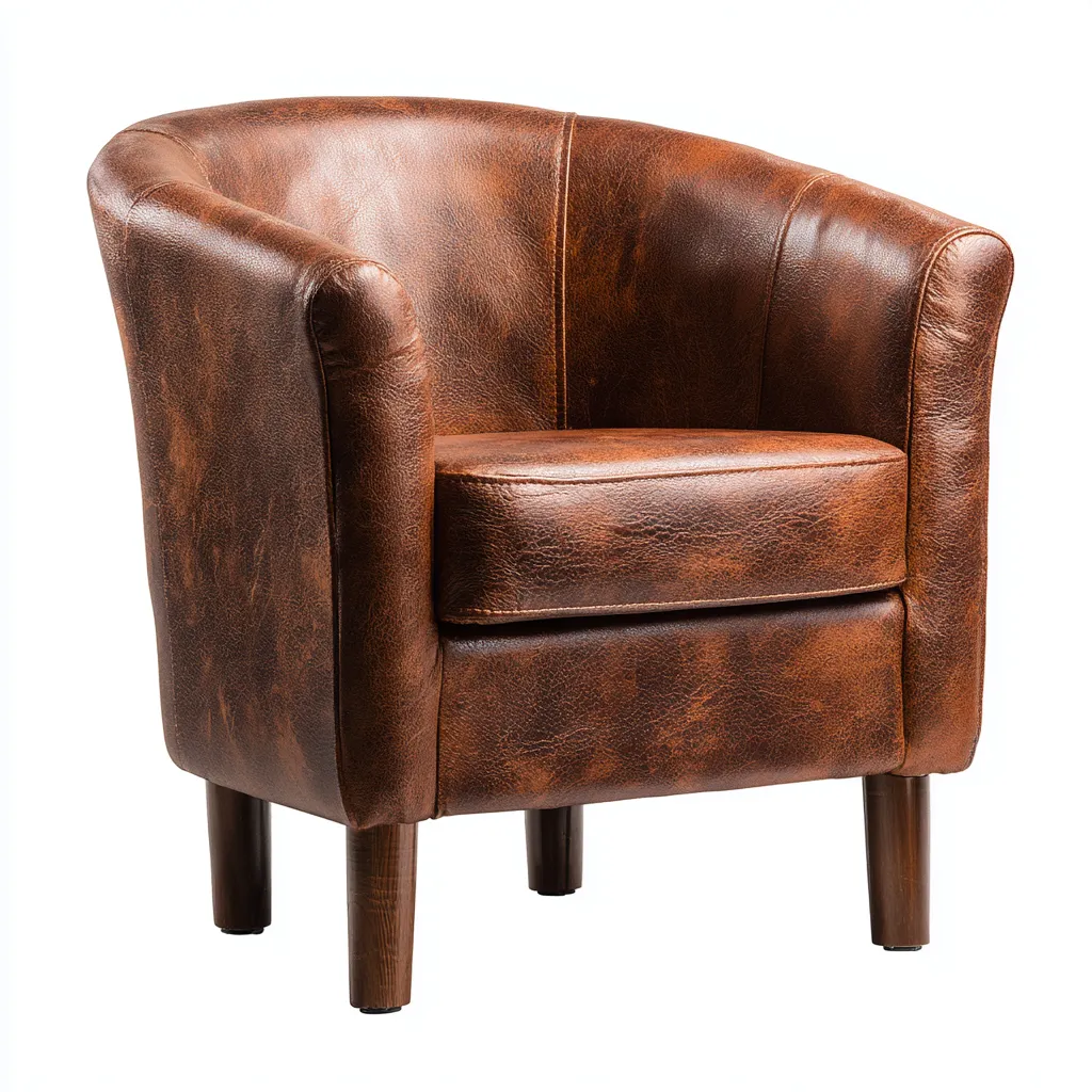 Poltrona in pelle 70x68x75 cm - marrone - design classico - adatta per soggiorno-Comfyoliq