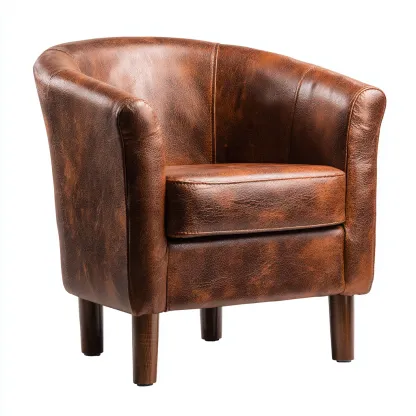 Poltrona in pelle 70x68x75 cm - marrone - design classico - adatta per soggiorno-Comfyoliq