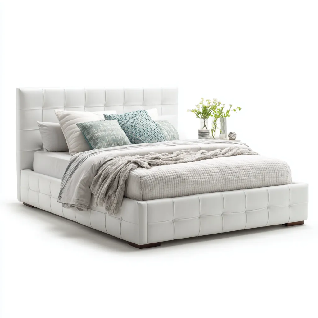 Letto matrimoniale - similpelle 200x180x100 cm - bianco - adatto per camera da letto - design moderno-Comfyoliq