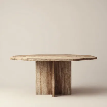 Tavolo da pranzo ottagonale in legno massello 140x140x75 cm - legno naturale - ideale per sala da pranzo - design moderno-Comfyoliq