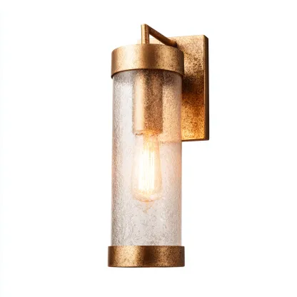 Applique in metallo - vetro 12x14x30 cm - oro - trasparente - per illuminazione interna stile moderno-Comfyoliq