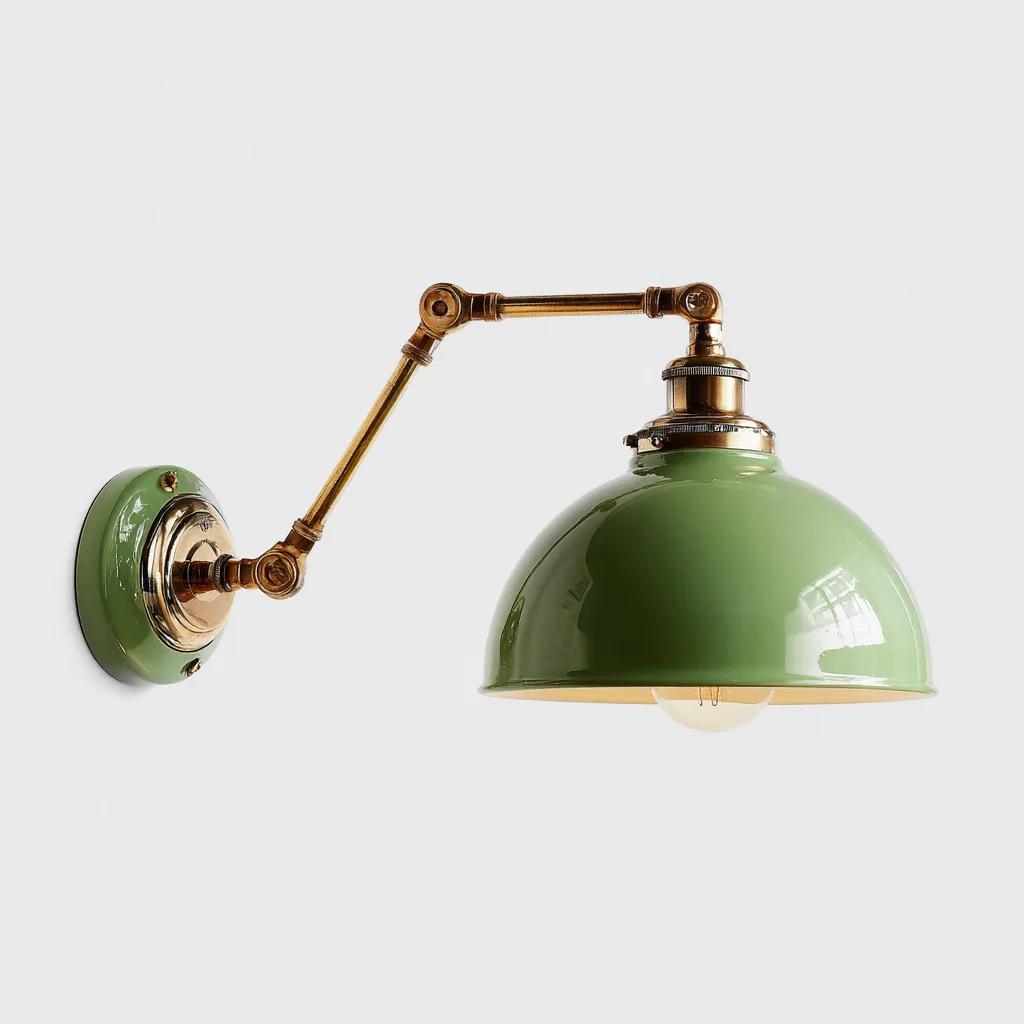 Applique in metallo 38x22x28 cm - verde - ottone - per illuminazione interna stile industriale-Comfyoliq
