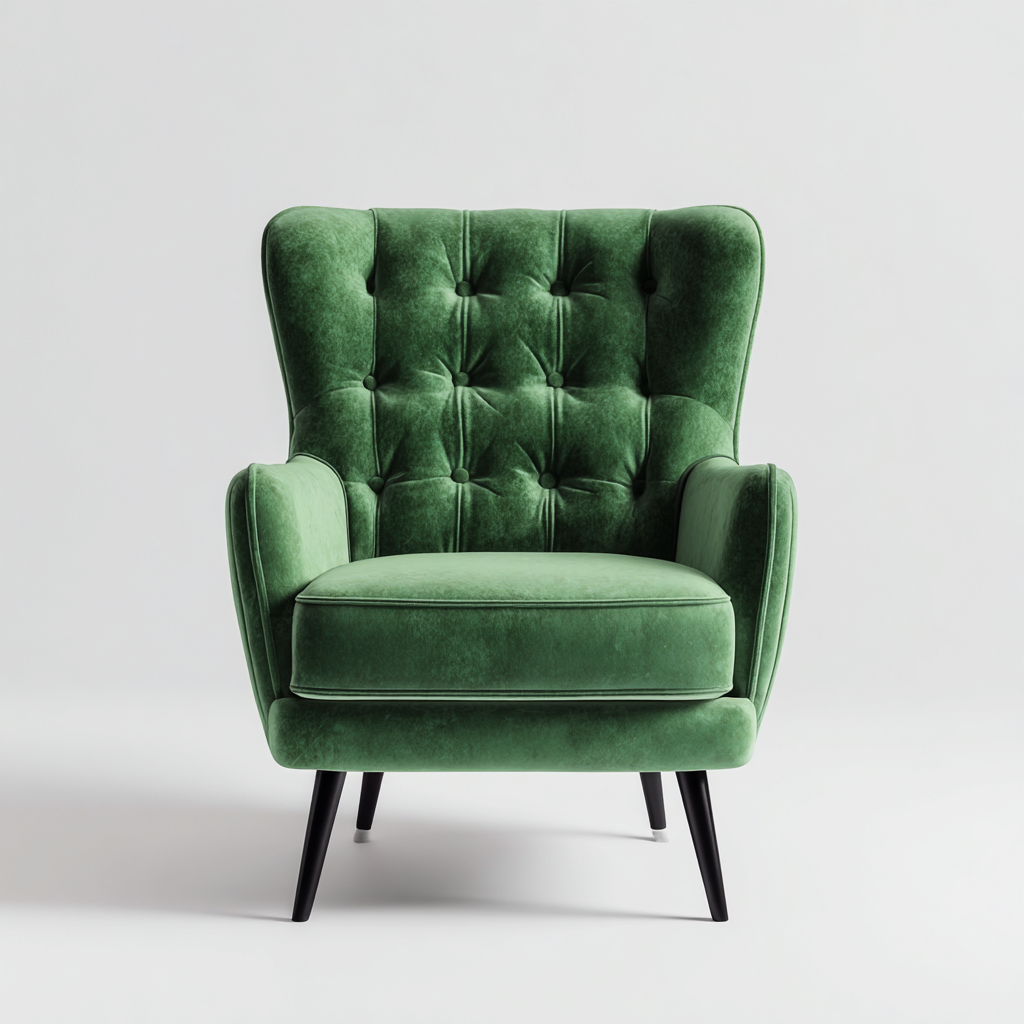 Poltrona in velluto 85x78x100 cm - verde - stile classico - adatta per soggiorno-Comfyoliq