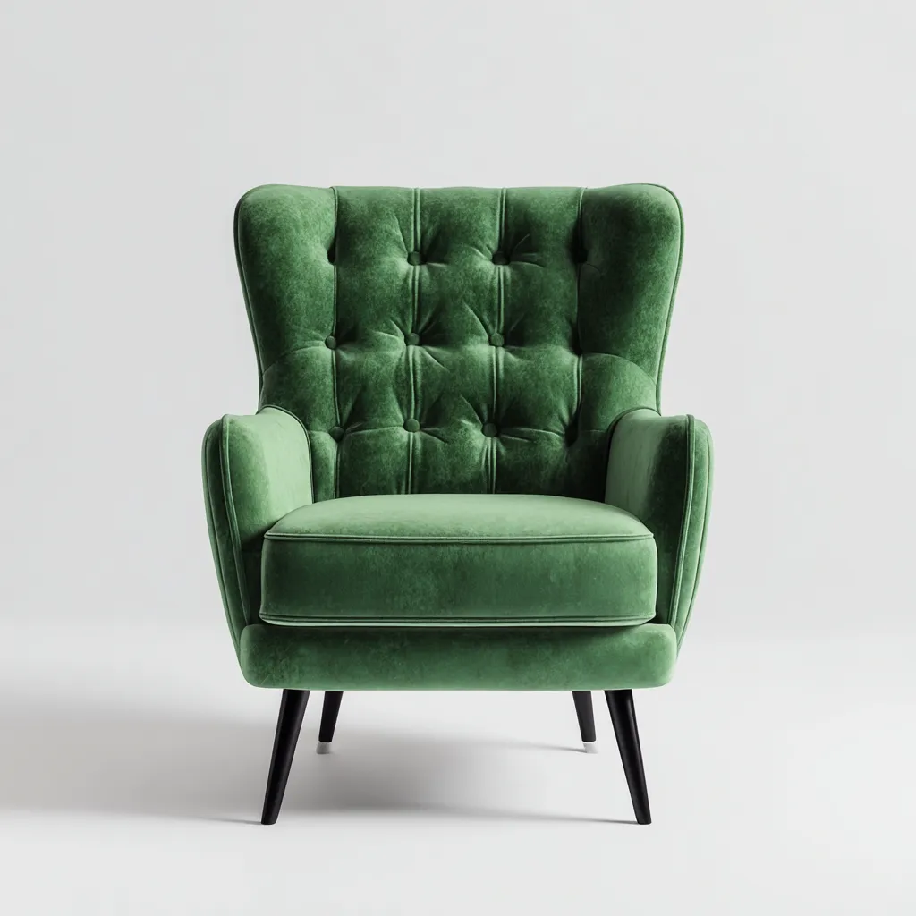 Poltrona in velluto 85x78x100 cm - verde - stile classico - adatta per soggiorno-Comfyoliq