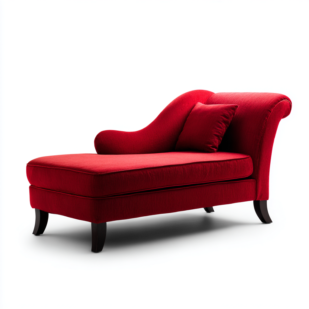 Chaise longue in tessuto e legno 165x70x95 cm - rosso - stile classico - adatta per soggiorno-Comfyoliq