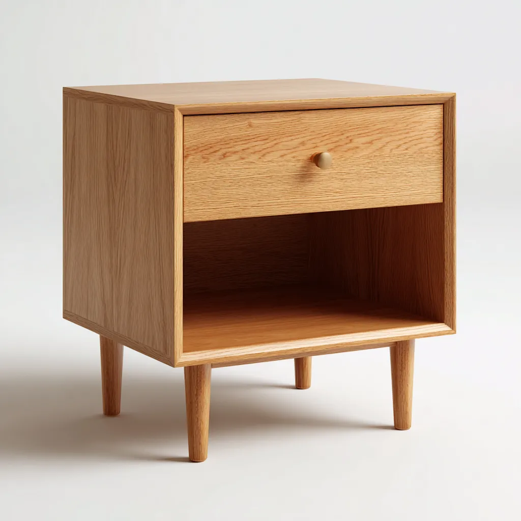 Comodino - legno 45x38x58 cm - naturale - design nordico per camera da letto-Comfyoliq