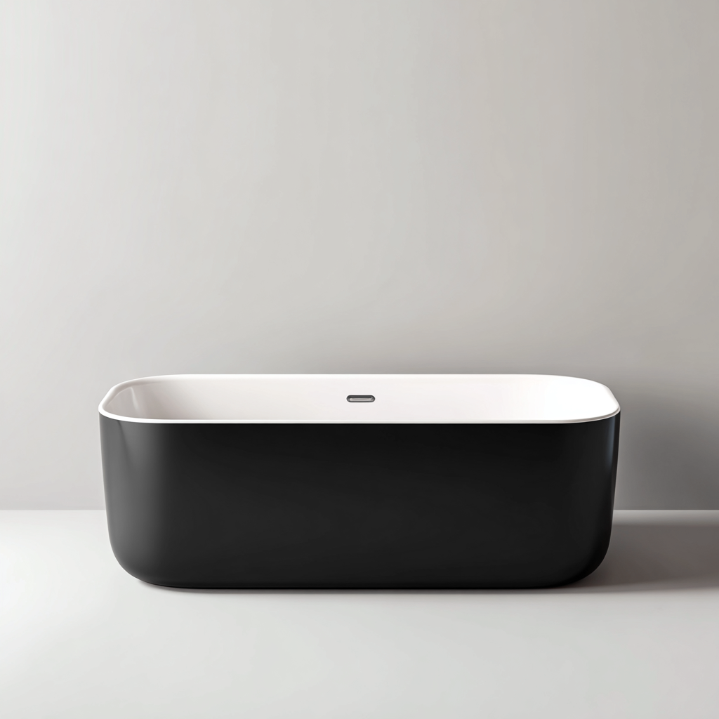 Vasca da bagno acrilico 170x75x60 cm nero - bianco per bagno moderno-Comfyoliq