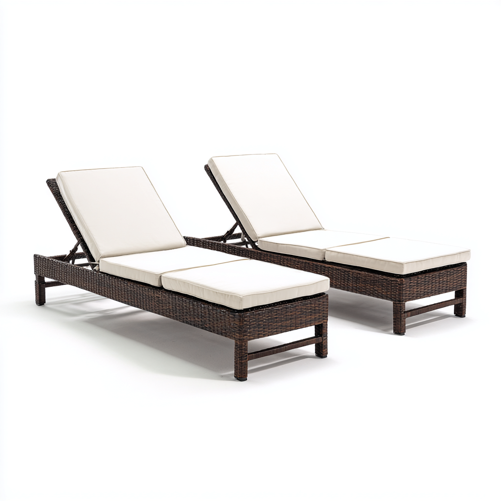 Lettino da sole - rattan sintetico e tessuto 195x70x85 cm - marrone - beige - per esterno - design moderno-Comfyoliq