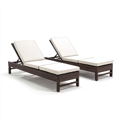 Lettino da sole - rattan sintetico e tessuto 195x70x85 cm - marrone - beige - per esterno - design moderno-Comfyoliq
