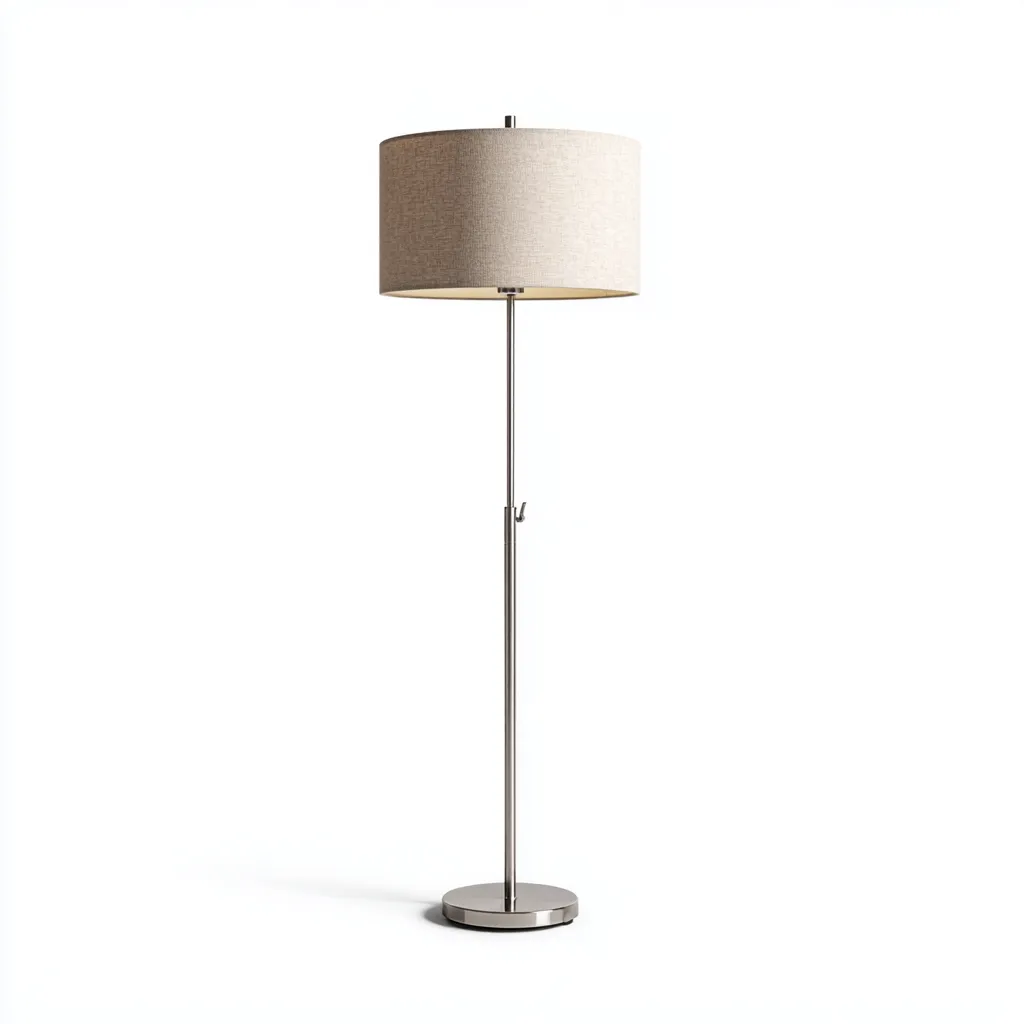 Lampada da terra metallo tessuto 38x38x165 cm - argento - beige - design moderno per soggiorno-Comfyoliq