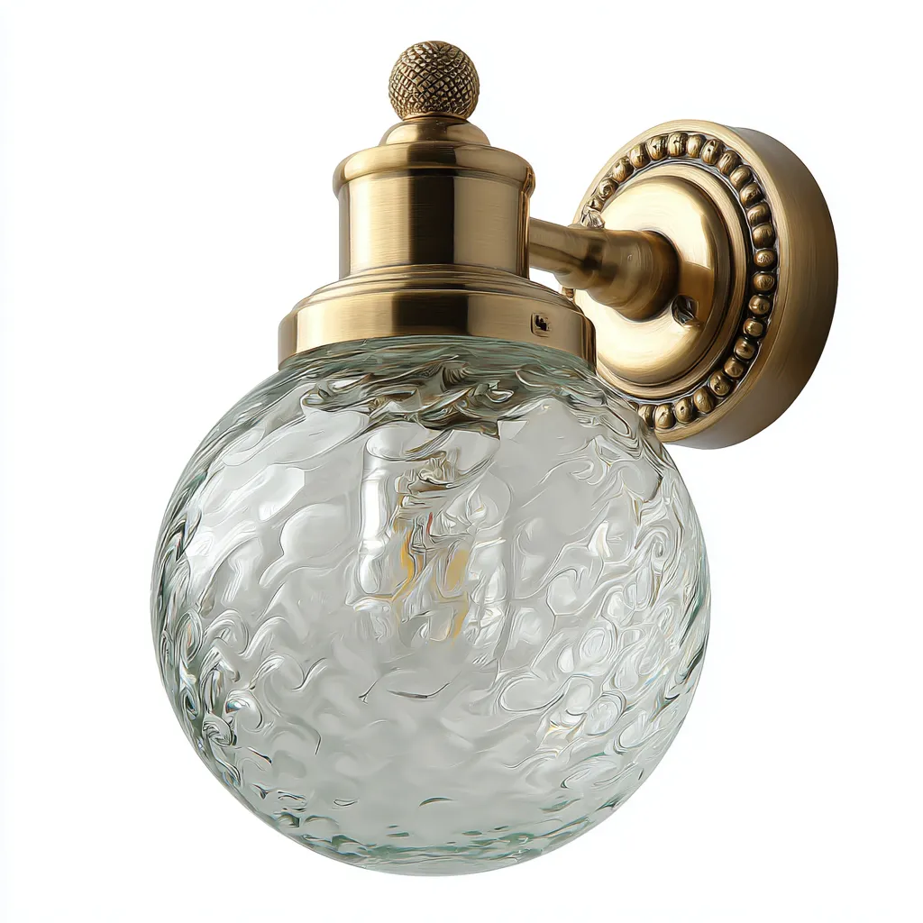 Applique in metallo - vetro 18x18x26 cm - ottone - trasparente - per illuminazione interna stile classico-Comfyoliq