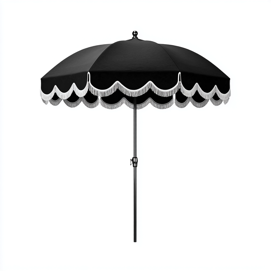 Ombrellone da giardino - tessuto-metallo - 220x220x230 cm - nero-bianco - per esterni - design classico-Comfyoliq