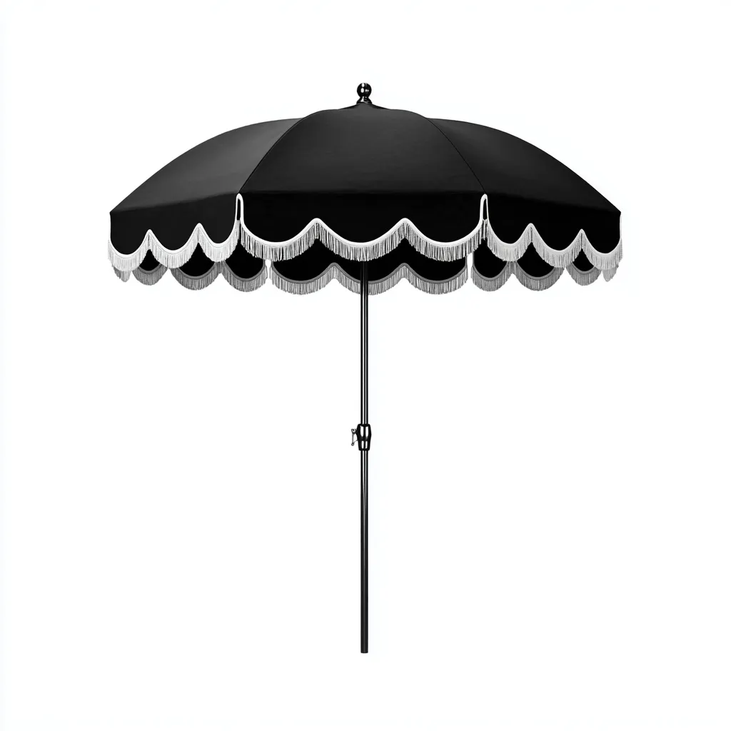 Ombrellone da giardino - tessuto-metallo - 220x220x230 cm - nero-bianco - per esterni - design classico-Comfyoliq