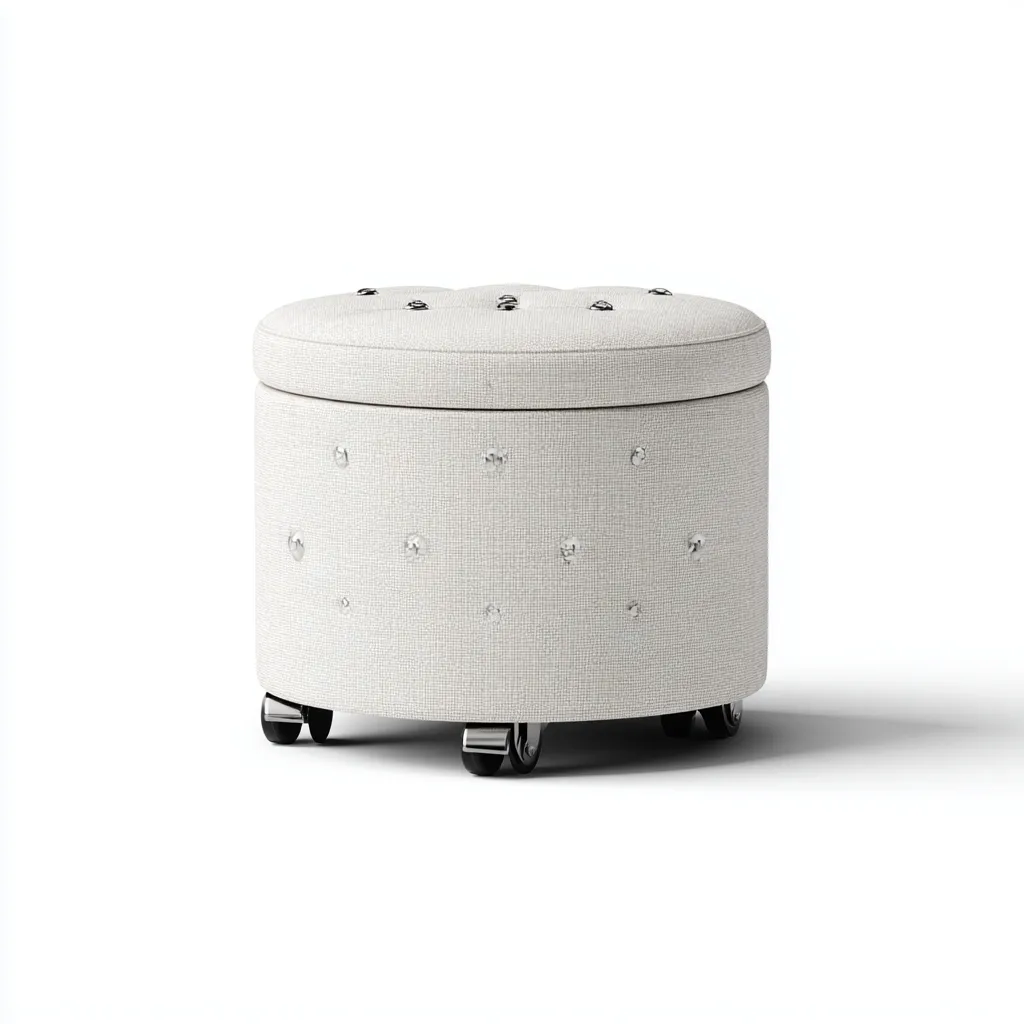 Pouf - tessuto - 40x40x45 cm - bianco - soggiorno - design moderno-Comfyoliq