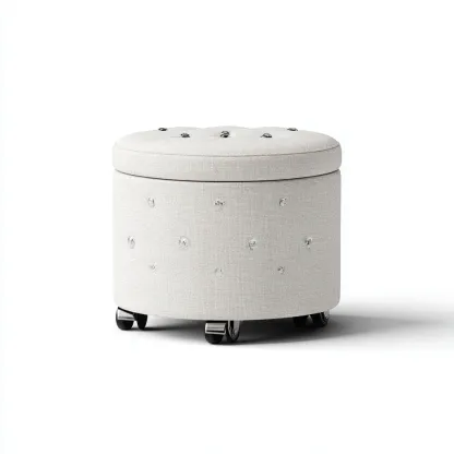 Pouf - tessuto - 40x40x45 cm - bianco - soggiorno - design moderno-Comfyoliq