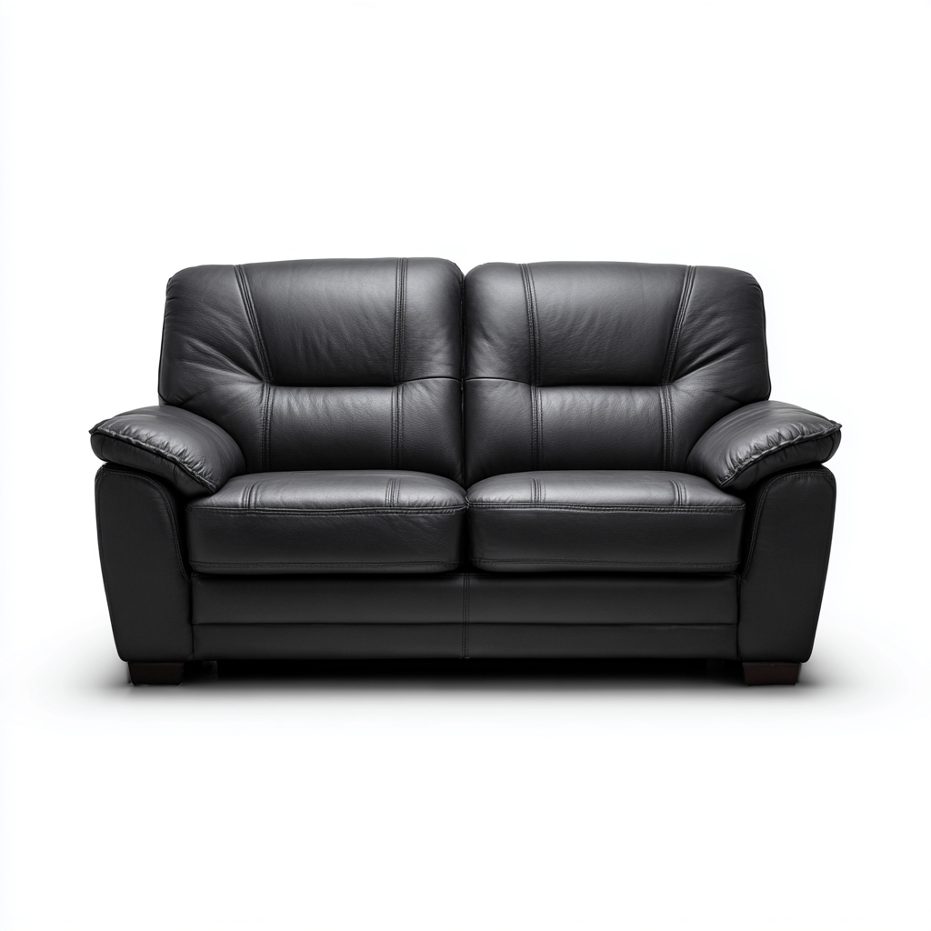 Divano lineare - pelle - 180x90x90 cm - nero - soggiorno - design moderno-Comfyoliq