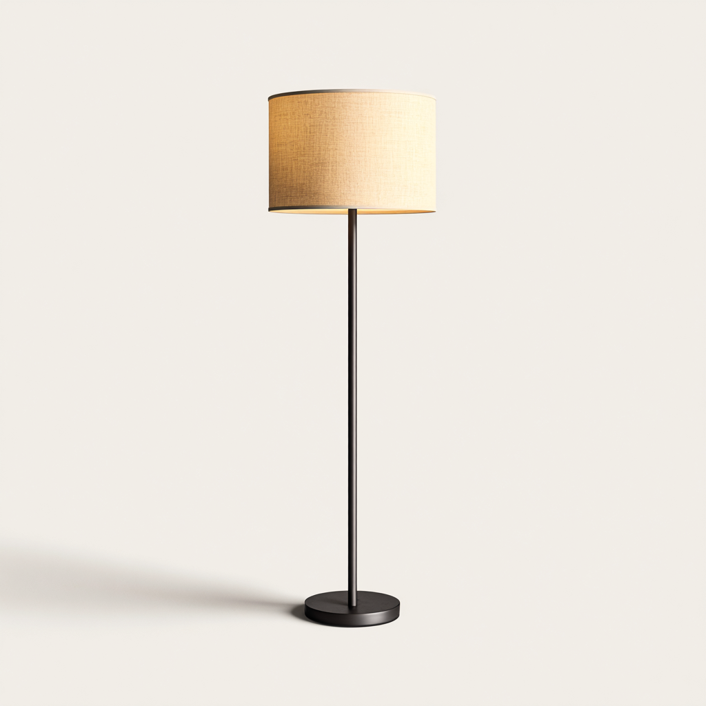 Lampada da terra metallo tessuto 36x36x160 cm - nero - beige - design minimal per soggiorno-Comfyoliq