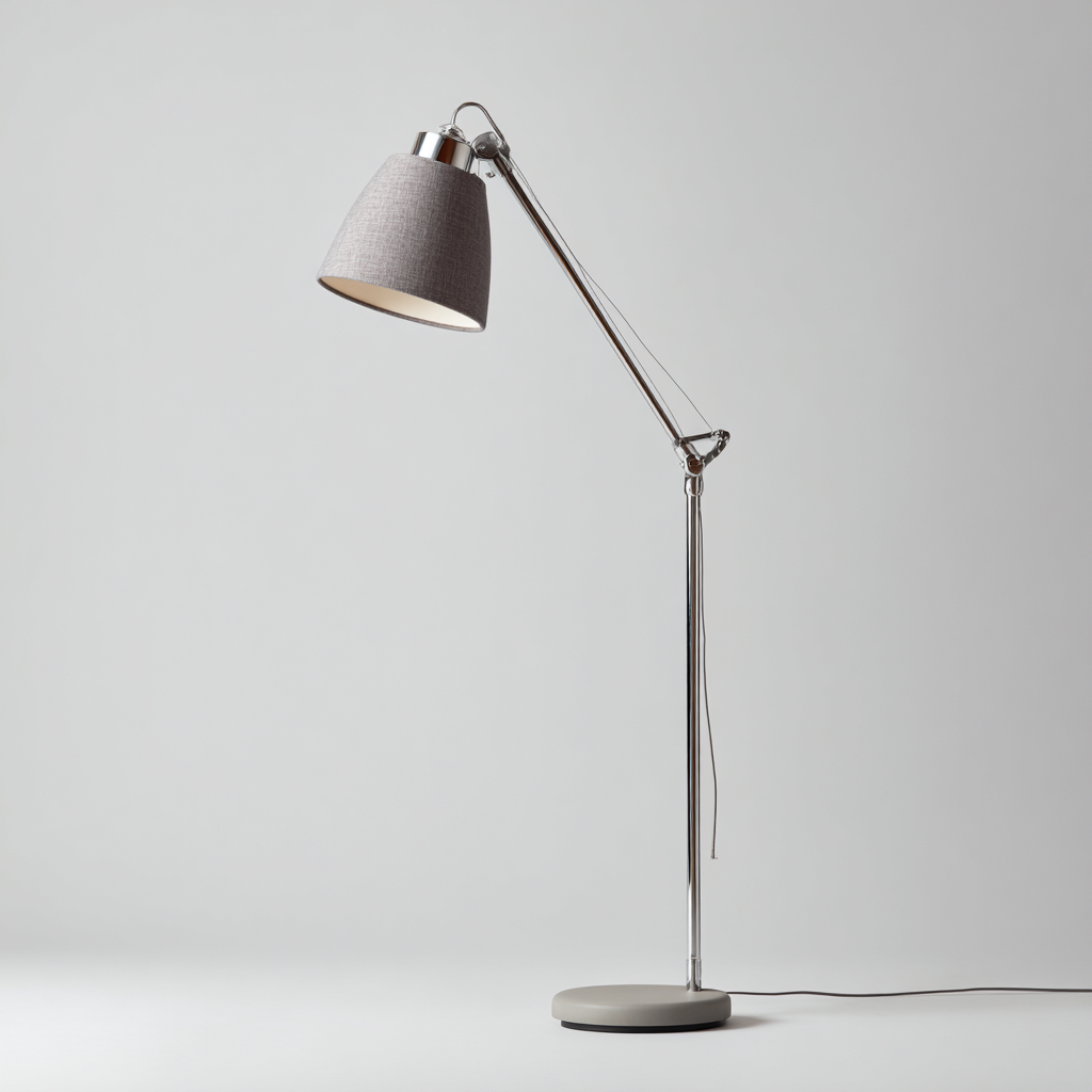 Lampada da terra metallo tessuto 20x20x160 cm - argento - grigio - design regolabile per soggiorno-Comfyoliq