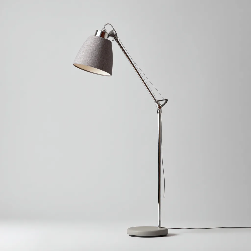 Lampada da terra metallo tessuto 20x20x160 cm - argento - grigio - design regolabile per soggiorno-Comfyoliq