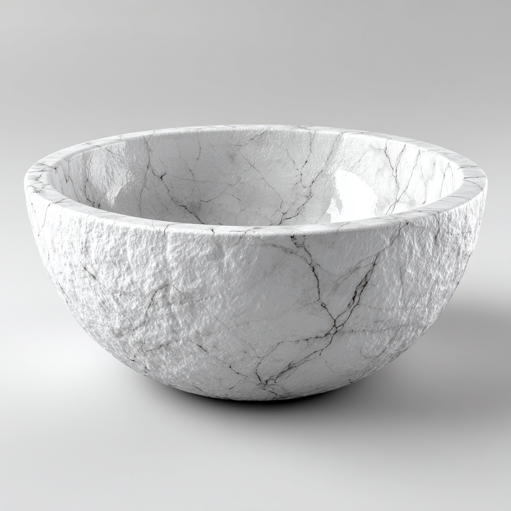 Lavabo - pietra naturale 40x40x18 cm - bianco - adatto per bagno - design rustico-Comfyoliq