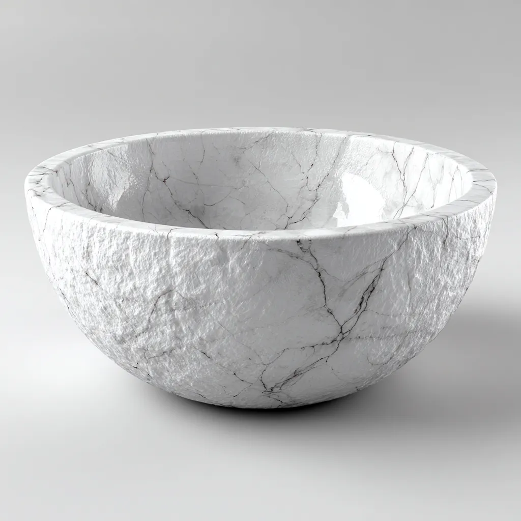 Lavabo - pietra naturale 40x40x18 cm - bianco - adatto per bagno - design rustico-Comfyoliq