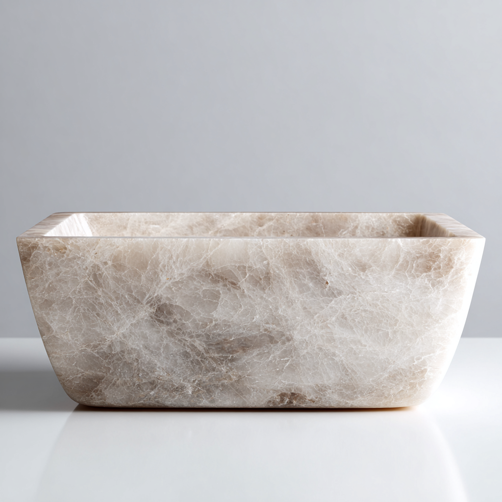 Lavabo - pietra naturale 50x34x15 cm - beige - adatto per bagno - design moderno-Comfyoliq