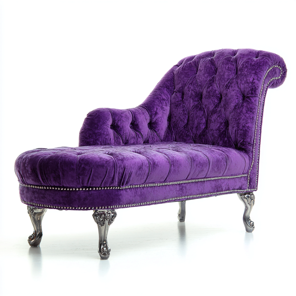 Chaise longue in velluto e metallo 165x70x95 cm - viola - stile classico - adatta per soggiorno-Comfyoliq