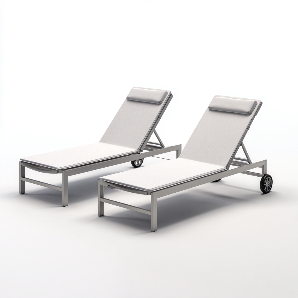 Lettino da sole - metallo e tessuto 200x70x85 cm - grigio - bianco - per esterno - design moderno-Comfyoliq