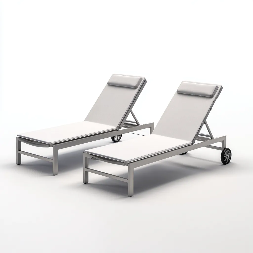 Lettino da sole - metallo e tessuto 200x70x85 cm - grigio - bianco - per esterno - design moderno-Comfyoliq