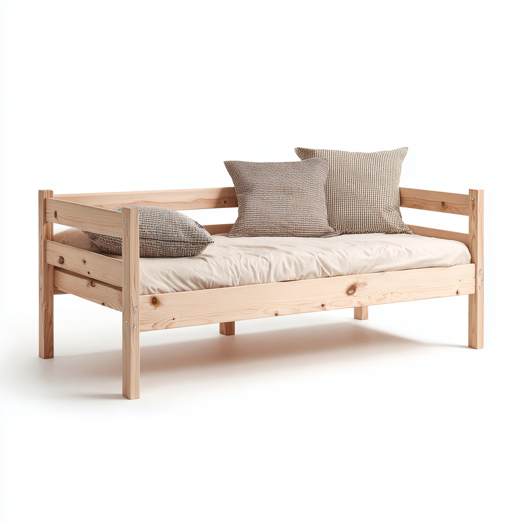 Divano letto legno massello 195x95x85 cm - legno naturale - per camera da letto - stile minimalista-Comfyoliq