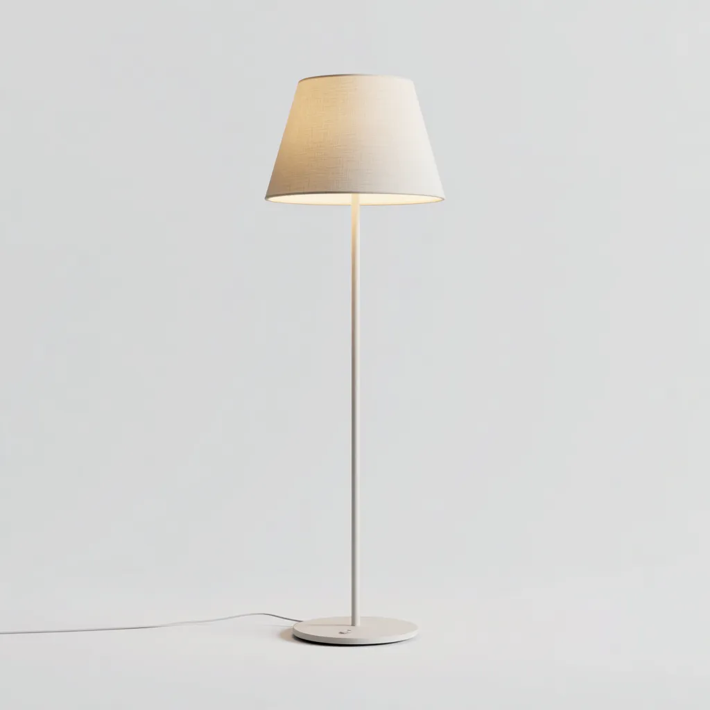 Lampada da terra metallo tessuto 34x34x165 cm - bianco - beige - design minimal per soggiorno-Comfyoliq