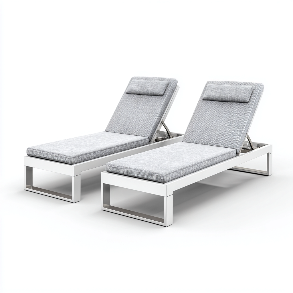 Lettino da sole - metallo e tessuto 200x75x85 cm - bianco - grigio chiaro - per esterno - design moderno-Comfyoliq