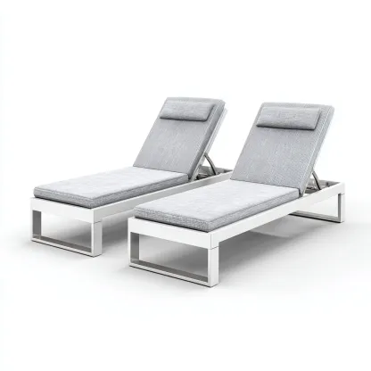 Lettino da sole - metallo e tessuto 200x75x85 cm - bianco - grigio chiaro - per esterno - design moderno-Comfyoliq