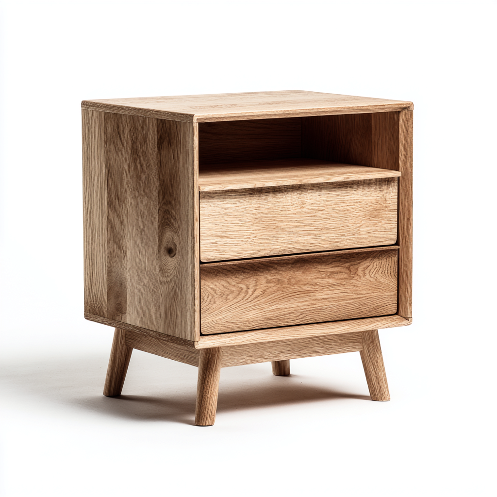 Comodino - legno 48x38x60 cm - naturale - design nordico per camera da letto-Comfyoliq