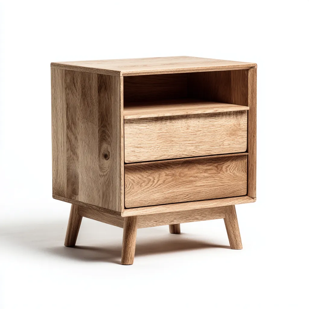 Comodino - legno 48x38x60 cm - naturale - design nordico per camera da letto-Comfyoliq