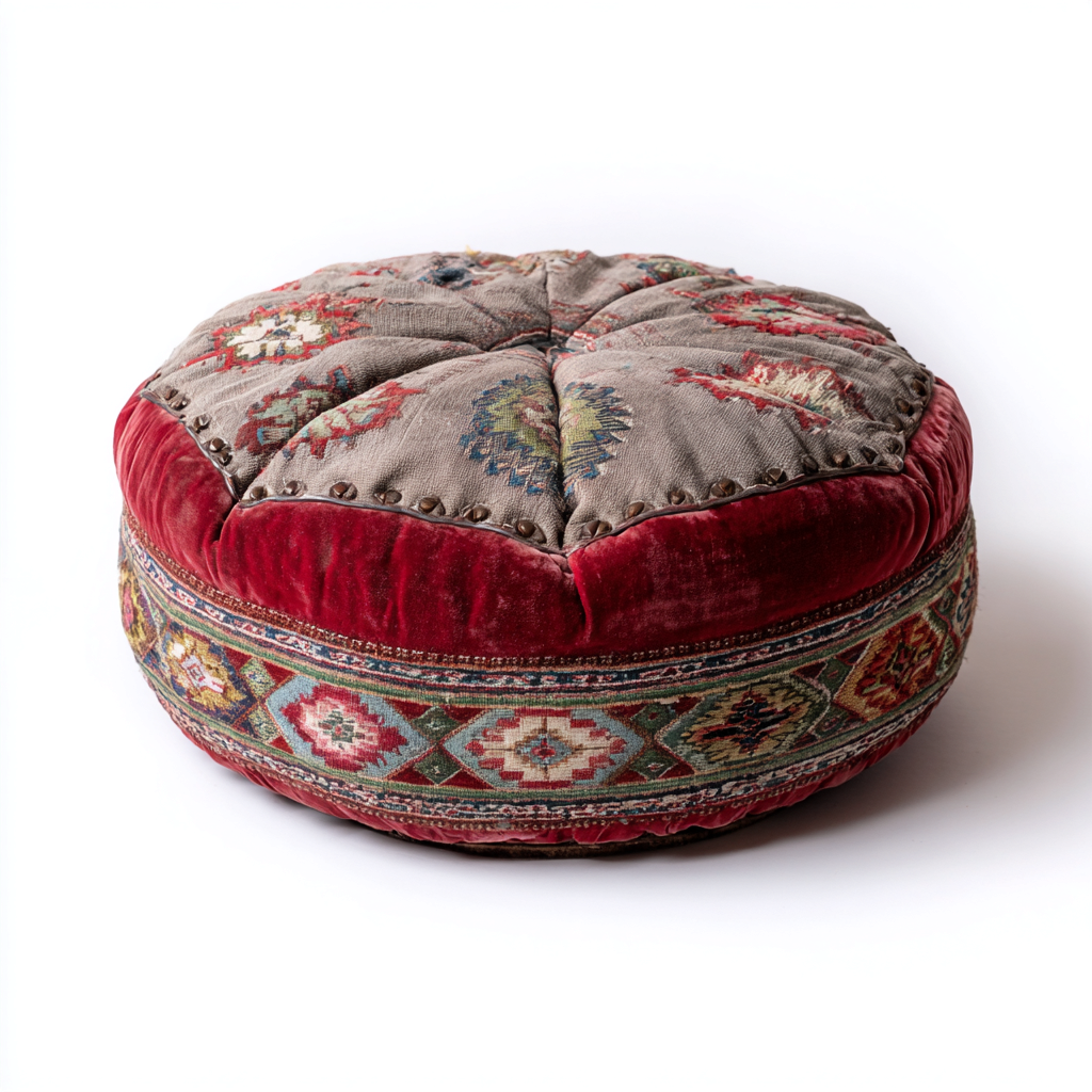 Pouf - tessuto - velutto - 60x60x30 cm - multicolore - soggiorno - design classico-Comfyoliq