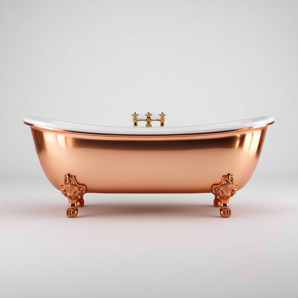 Vasca da bagno rame 165x70x62 cm rame - bianco per bagno stile classico con piedini-Comfyoliq