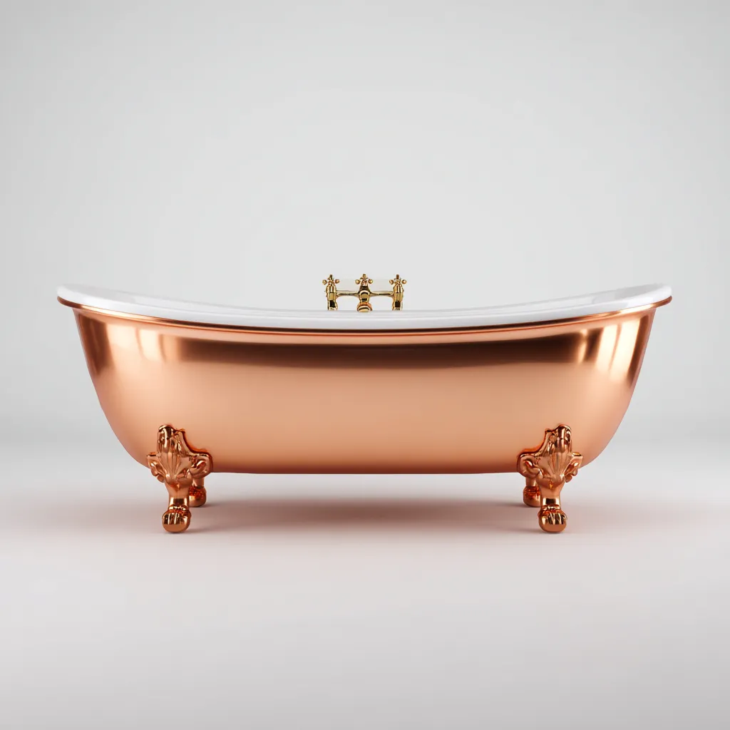 Vasca da bagno rame 165x70x62 cm rame - bianco per bagno stile classico con piedini-Comfyoliq