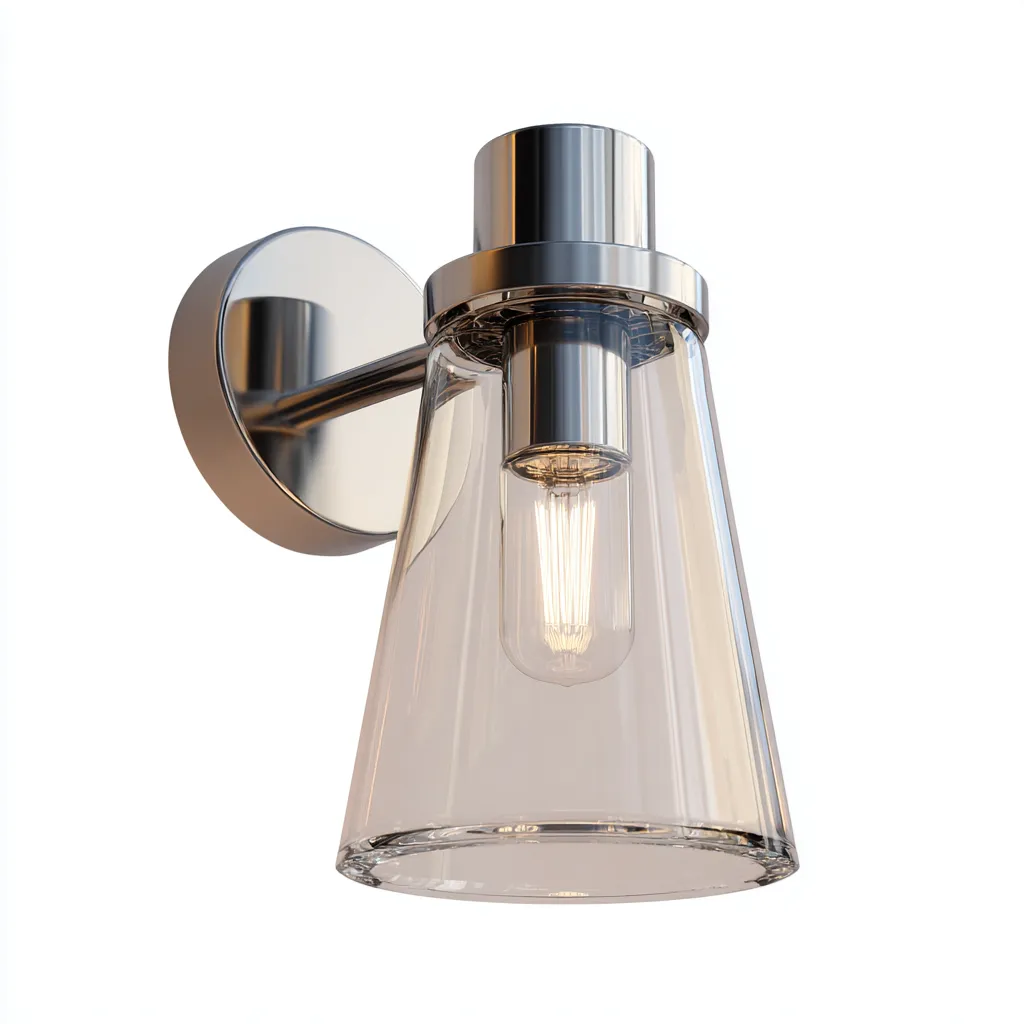 Applique in metallo - vetro 18x14x24 cm - argento - trasparente - per illuminazione interna stile moderno-Comfyoliq