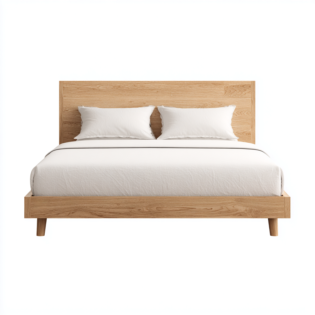 Letto matrimoniale - legno 200x180x95 cm - legno naturale - adatto per camera da letto - design moderno-Comfyoliq