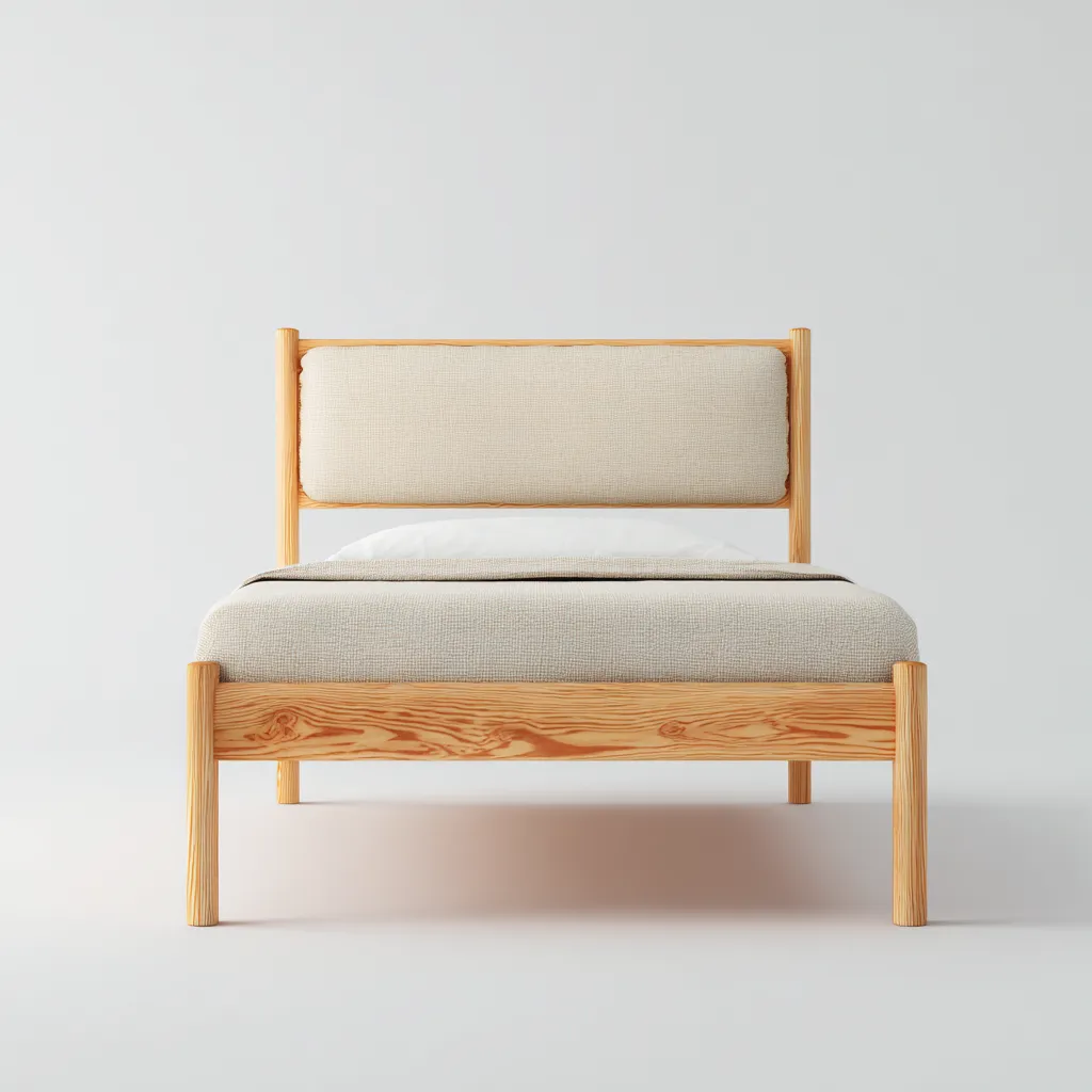 Letto singolo - legno massello 200x100x90 cm - beige - legno naturale - adatto per camera da letto - design moderno-Comfyoliq