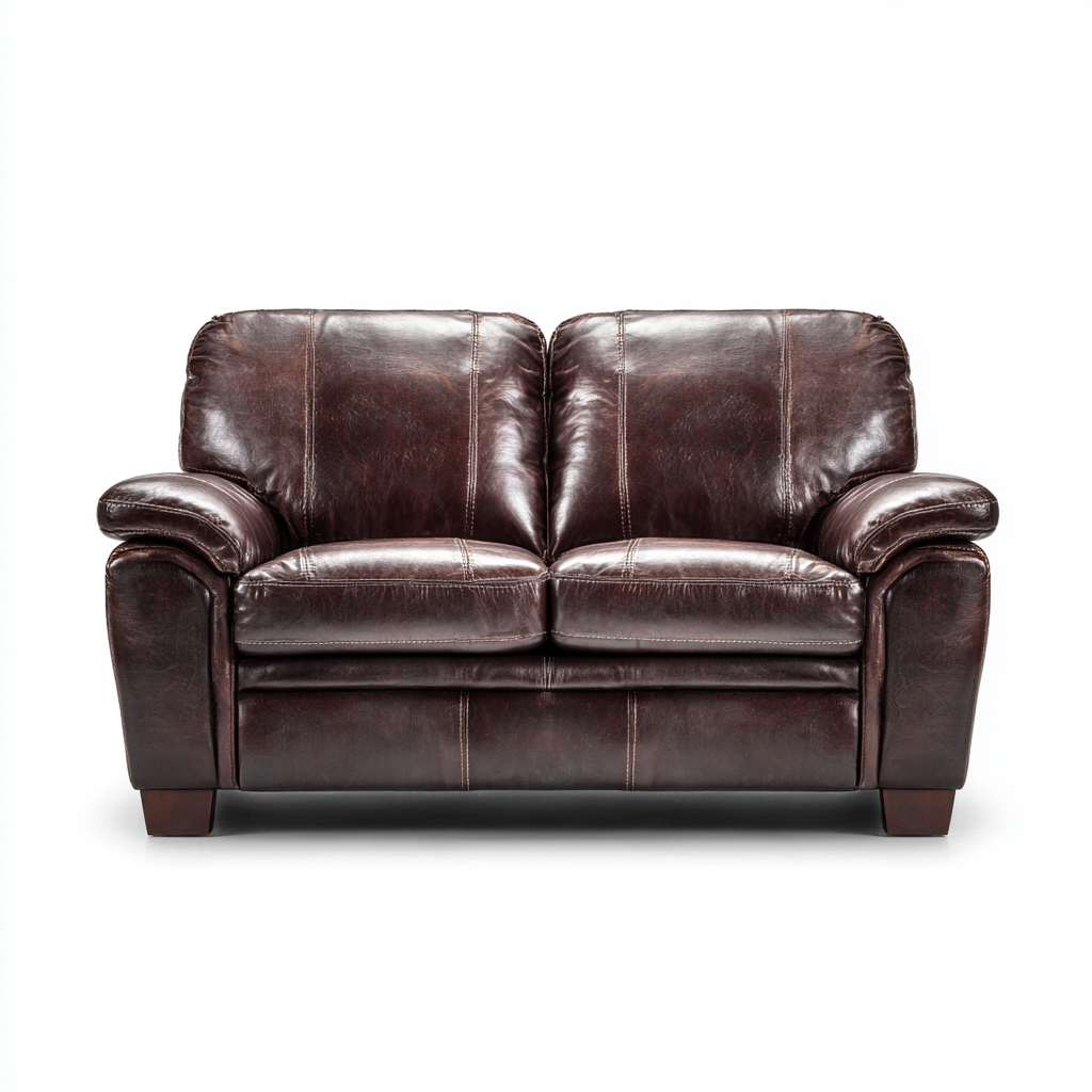 Divano lineare pelle 152x90x92 cm - marrone scuro - design classico per soggiorno-Comfyoliq