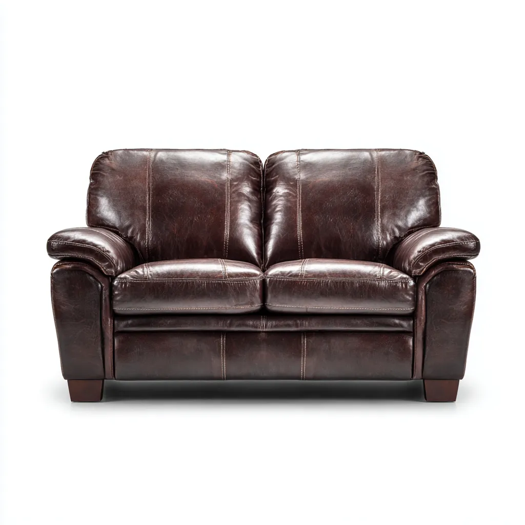 Divano lineare pelle 152x90x92 cm - marrone scuro - design classico per soggiorno-Comfyoliq