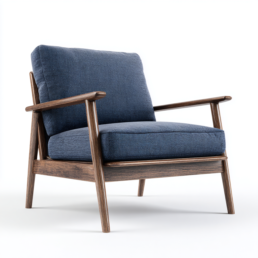 Poltrona in tessuto e legno 78x76x82 cm - blu - marrone - stile moderno - adatta per soggiorno-Comfyoliq